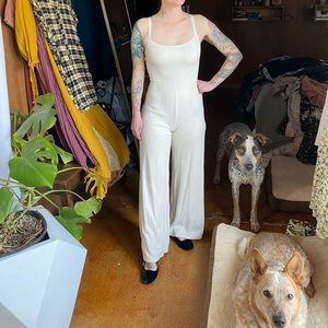 American Apparel Ribcage back cream jumpsuit